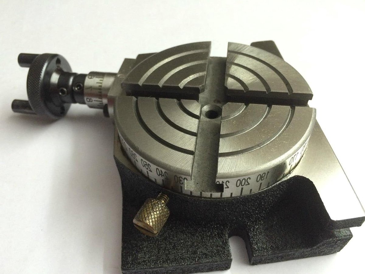 Draaibare Freesmachine Tafel - Mini Draaitafel - Precisie Frezen - Laag Profiel Ontwerp - 75 mm - Grijs