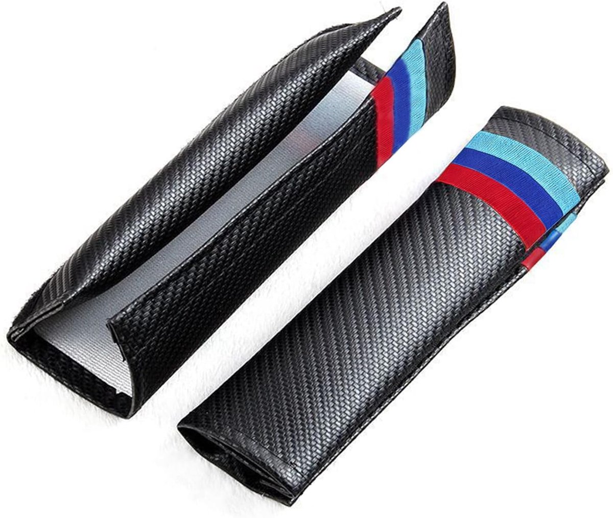 Gordelkussens Auto - Veiligheidsgordel Bekleding - Comfortabel Rijden - Koolstofvezel Materiaal - 24.5 x 14 x 2.5 cm - Zwart
