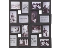 Fotocollage Lijst - Meerdere Foto's - Muur Decoratie - 16 Foto's 6x4 - Vierkant 3D - Zwart