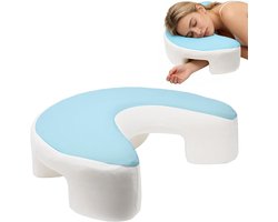 Ergonomisch Slaapkussen - Neksteunkussen Traagschuim - Comfortabel Slapen - Met Armsgat Ontwerp - 55x45x14cm - Blauw