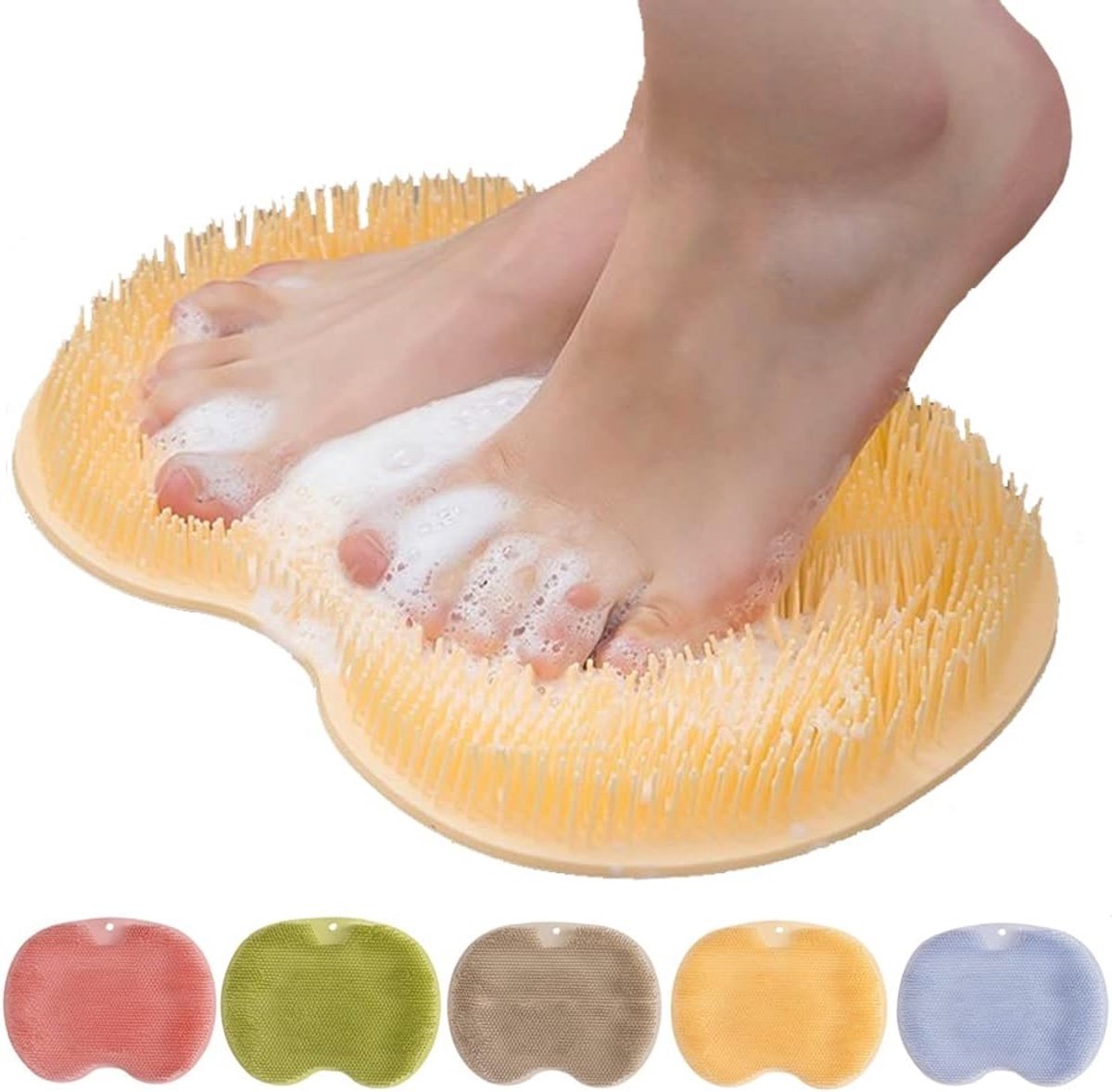 Douche Voet Scrubber - Voet Reiniger - Voetverzorging Thuis - Antislip Zuignappen - 25 x 30 cm - Geel