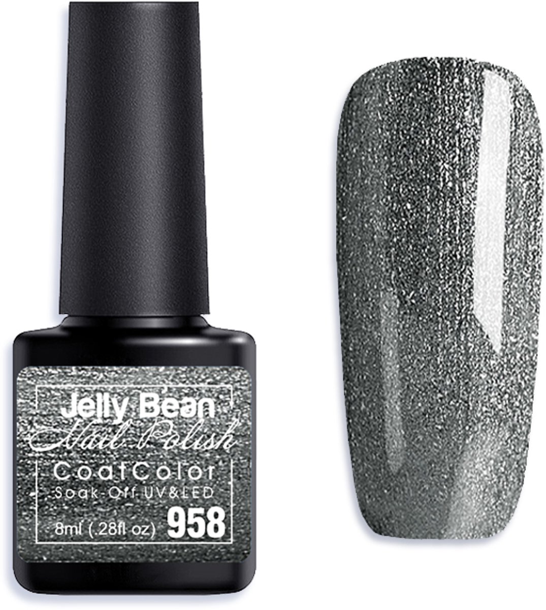 Jelly Bean Nail Polish Gel Nagellak New - Gellak - Graphite Shimmer - Glitter - UV Nagellak 8ml