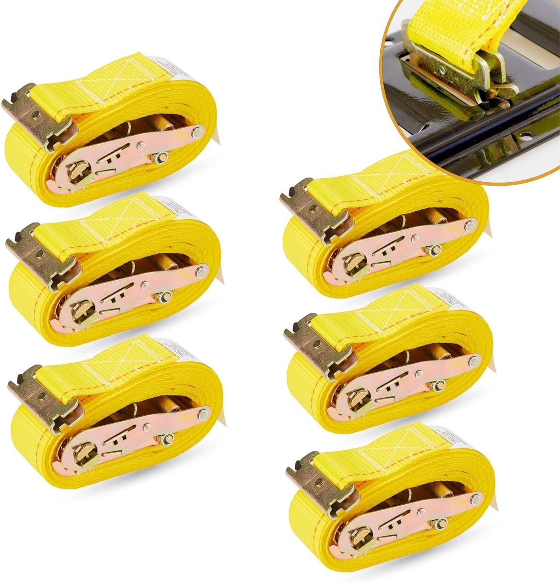 E Track Straps 5 cm x 16' Logistieke Cargo Ratchet riemen, Trailer E Track Accessoires, etrack Riemen voor gesloten Trailer & Van KODIAK STRAPS (6 Pack)