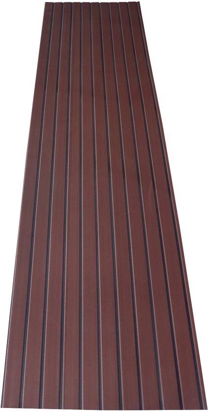 EVA Teak Foam Bootmat Pro Series – Zelfklevende Premium Decking Mat – Anti-Slip Bootvloer – 240x60 cm – Donker bruin met Zwarte Lijnen – TeakFoamShop