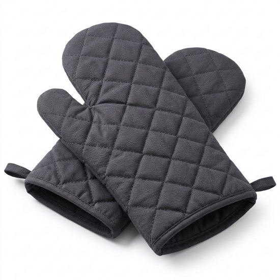 Roegaarden Ovenwanten - Ovenhandschoenen - Hittebestendig - 100% Katoen - 2 Stuks - Zwart
