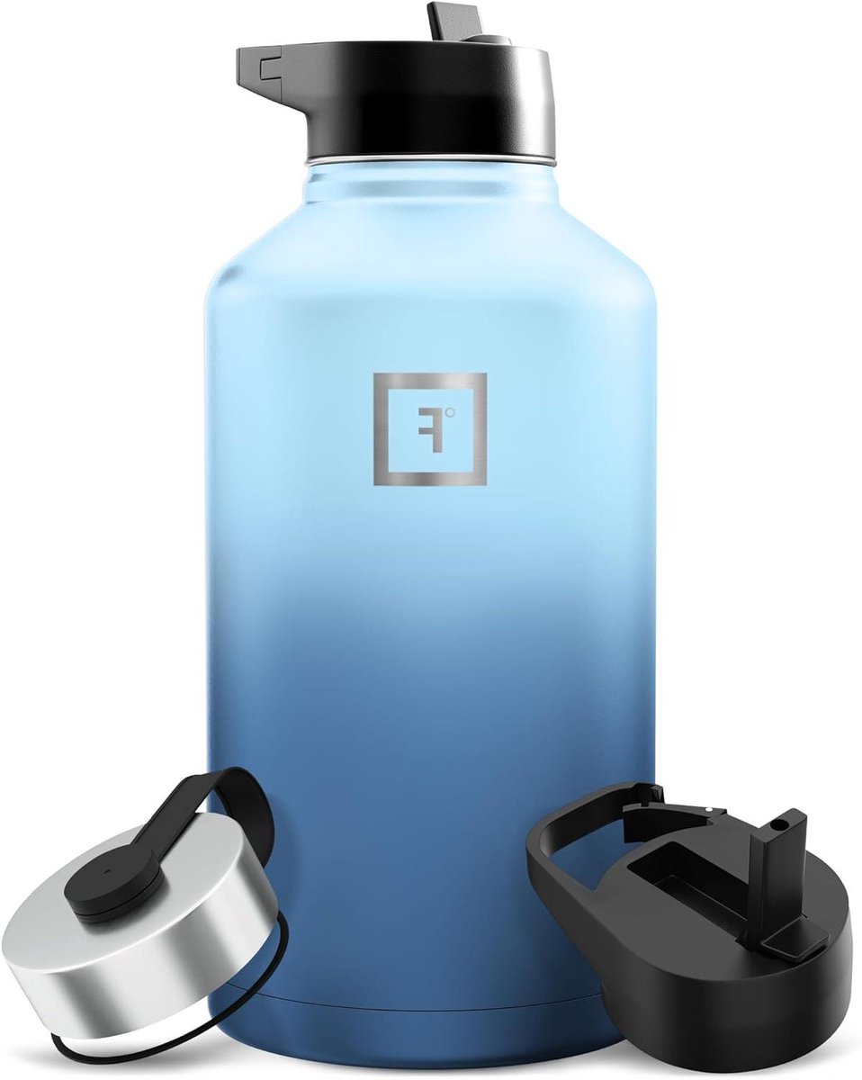 Sport Waterfles - Hydratatie Fles - Buitenactiviteiten - Zweetvrij Dubbelwandig - 64 Ounces - Blauwe Golven