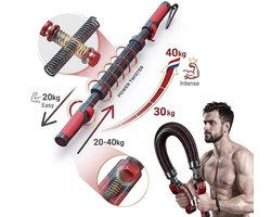 Verstelbare Power Twister-Fitness buigveer- Arm Buigveer 20-40kg - Suspension trainer- Stalen buigstang voor bovenarmen, onderarmen, biceps en borst Krachttraining - Power Twister, Armtrainer, Spanveer, Weerstandsveer - Kleur：Zwart