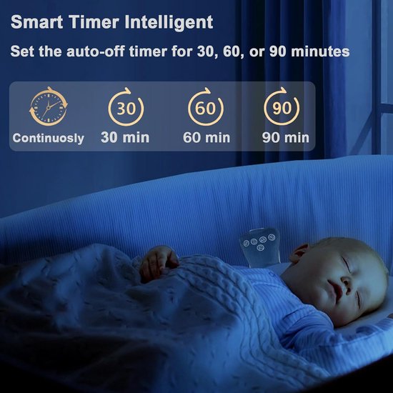 Witte Ruis Machine - Baby Slaap Geluid - Rustgevend Slapen - Verstelbare Trillingen - Compact Ontwerp - Wit — afbeelding 3