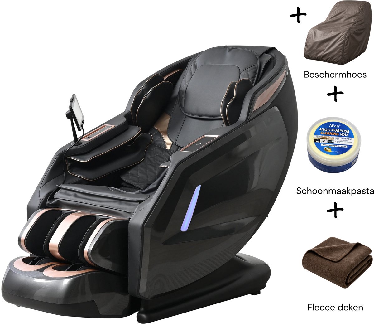 Relif™ Comfortbron Massagestoel Elektrisch, Lichaamsscan, SL-Track, Thai Stretch, Zero Gravity, Zwart