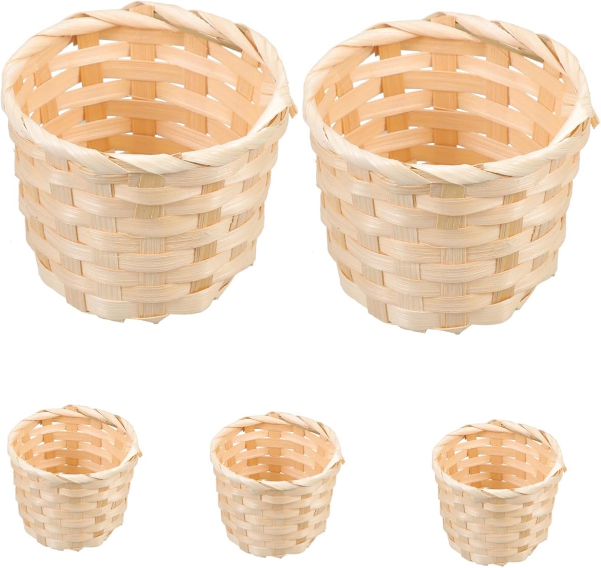 Opbergmanden Bamboe - Handgeweven Mandjes - Fruit Brood Opslag - Set van 5 - 9x9x7.5cm - Multi