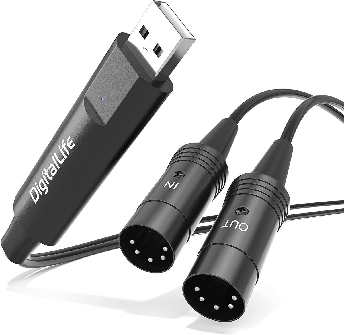 MIDI Interface - Muziek Kabel - Muziek Productie - 1-In/1-Out - 105g - Zwart