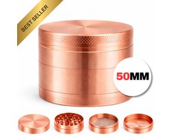 OnTheGrind™ The Businesswoman Grinder ROSÉ 50MM - RVS - Crusher - Kruiden vermaler - Grinder - Metaal - 4 Lagen - met Schepje - Vermaler