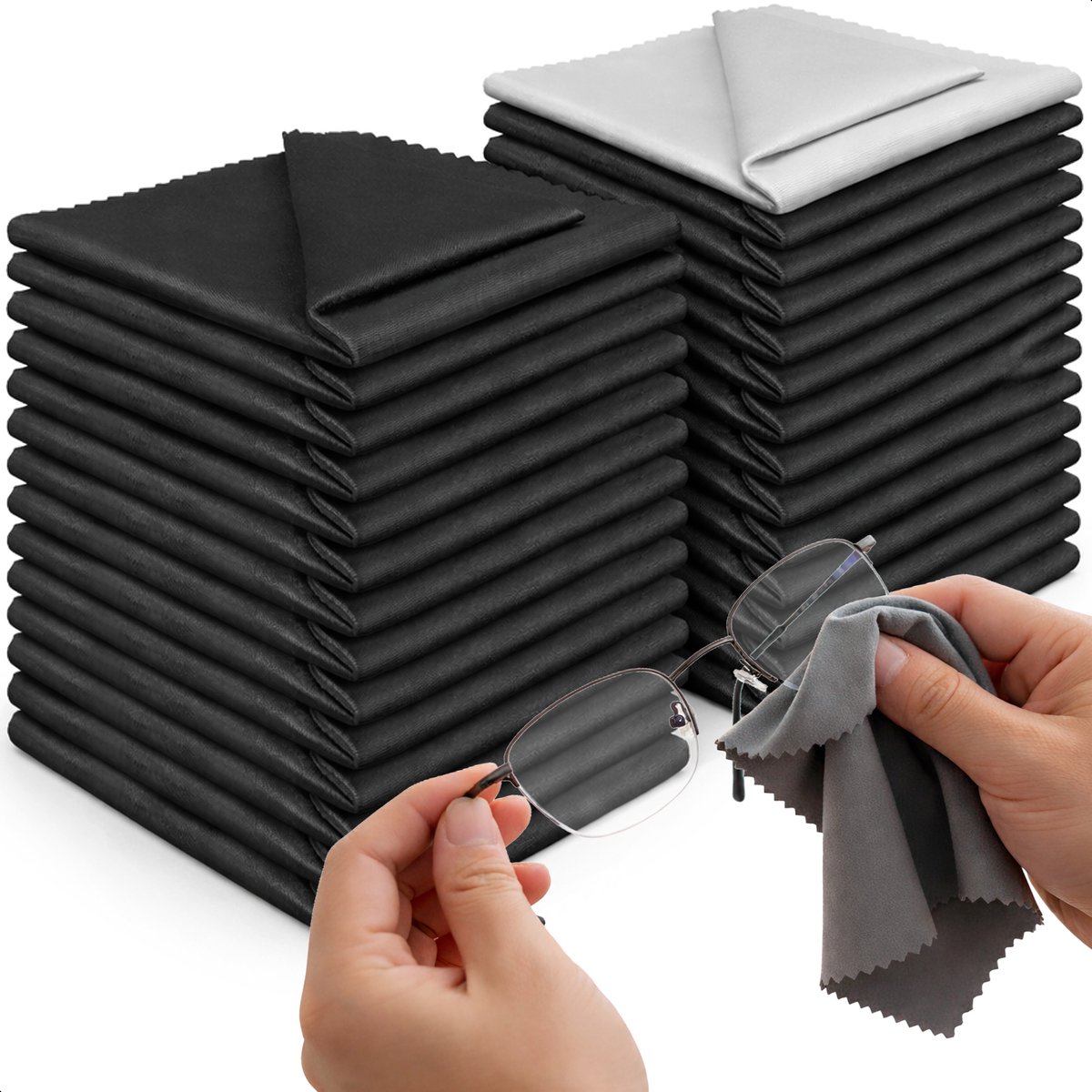Brillendoekjes - 30 Stuks - Microvezel doekjes - Brilpoetsdoekjes - Brillen reiniger - Zwart