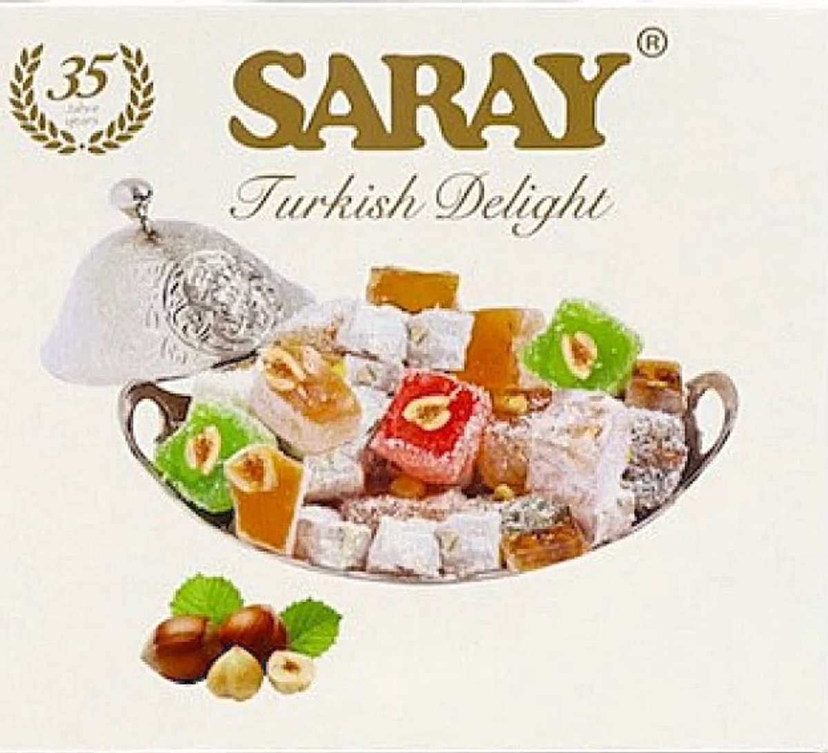 Saray Gemengd Fruit & Hazelnoot Turkse Lokum 500 g – Authentieke Traditionele Zoete Snack | Gezond & Heerlijk | Turks Fruit