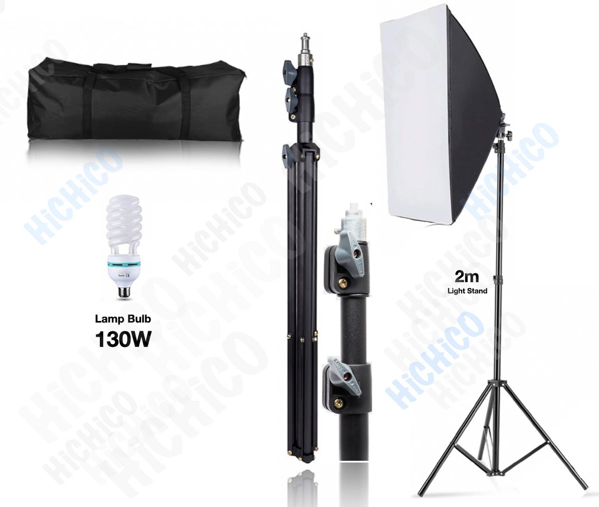 mmcrz Set van 2 professionele softbox verlichtingssets, 40 x 40 cm grote studiolampen met 85 W 2700–6500 K E27 LED-lampen, continue verlichting voor fotografie/video-opnames/live-streaming