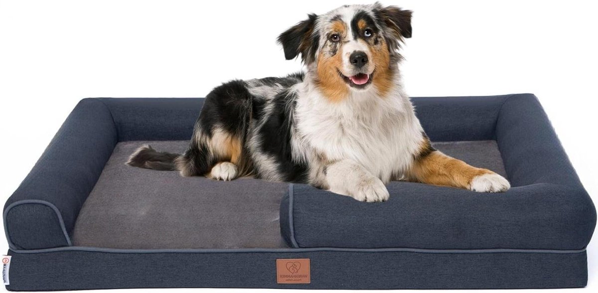 Orthopedisch Hondenbed - Hondenkussen Bank - Rustgevend Slapen - Drukverlagend Schuim - 71 x 60 cm - Donkergrijs