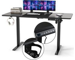 Elektrisch Verstelbaar Bureau 120x60 cm - Zit Sta Bureau met Tafelblad - 2-delig Frame - Zwart