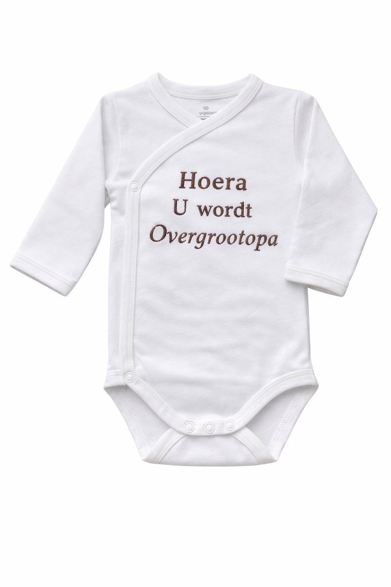 Romper zwangerschapsaankondiging – Hoera u wordt overgroot opa – Baby romper aankondiging zwangerschap – Cadeau voor opa – Unisex babykleding - omslagromper - 100% katoen - baby aankondiging - originele zwangerschaps reveal