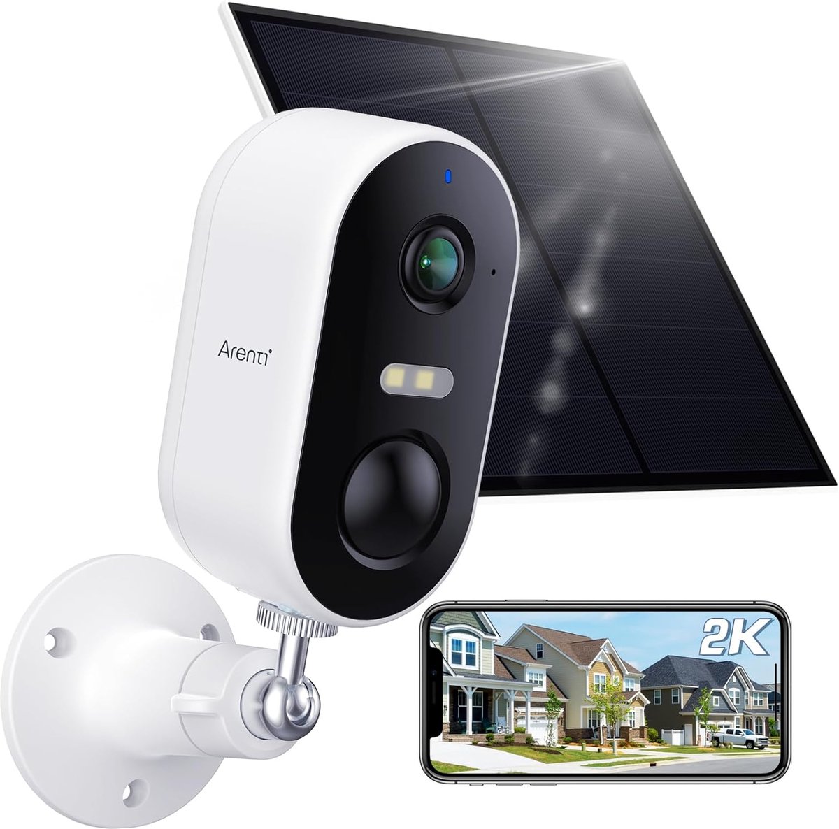 Arenti GO1T Met Zonnepaneel - Beveiligingscamera Op Batterij - 3MP - Voor buiten - Spotlight - Draadloos - Besturing via App - Oplaadbaar - Werkt Op Batterij – Bewegingsdetectie - Draadloos