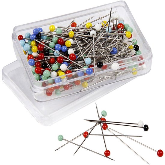 Foto: Kopspelden steekspelden 100x stuks 35 mm multi kleuren hobby naai spelden
