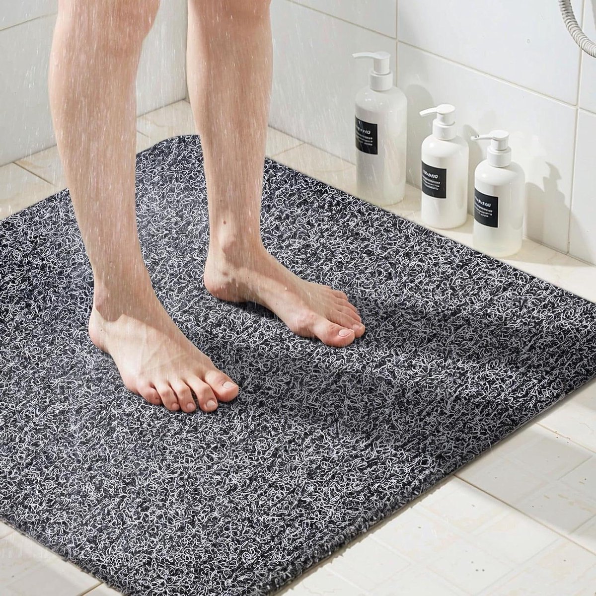 Douchemat Antislip - Badkamer Mat - Veilig Douchen - Snelle Afwatering - 60x60cm - Zwart Wit