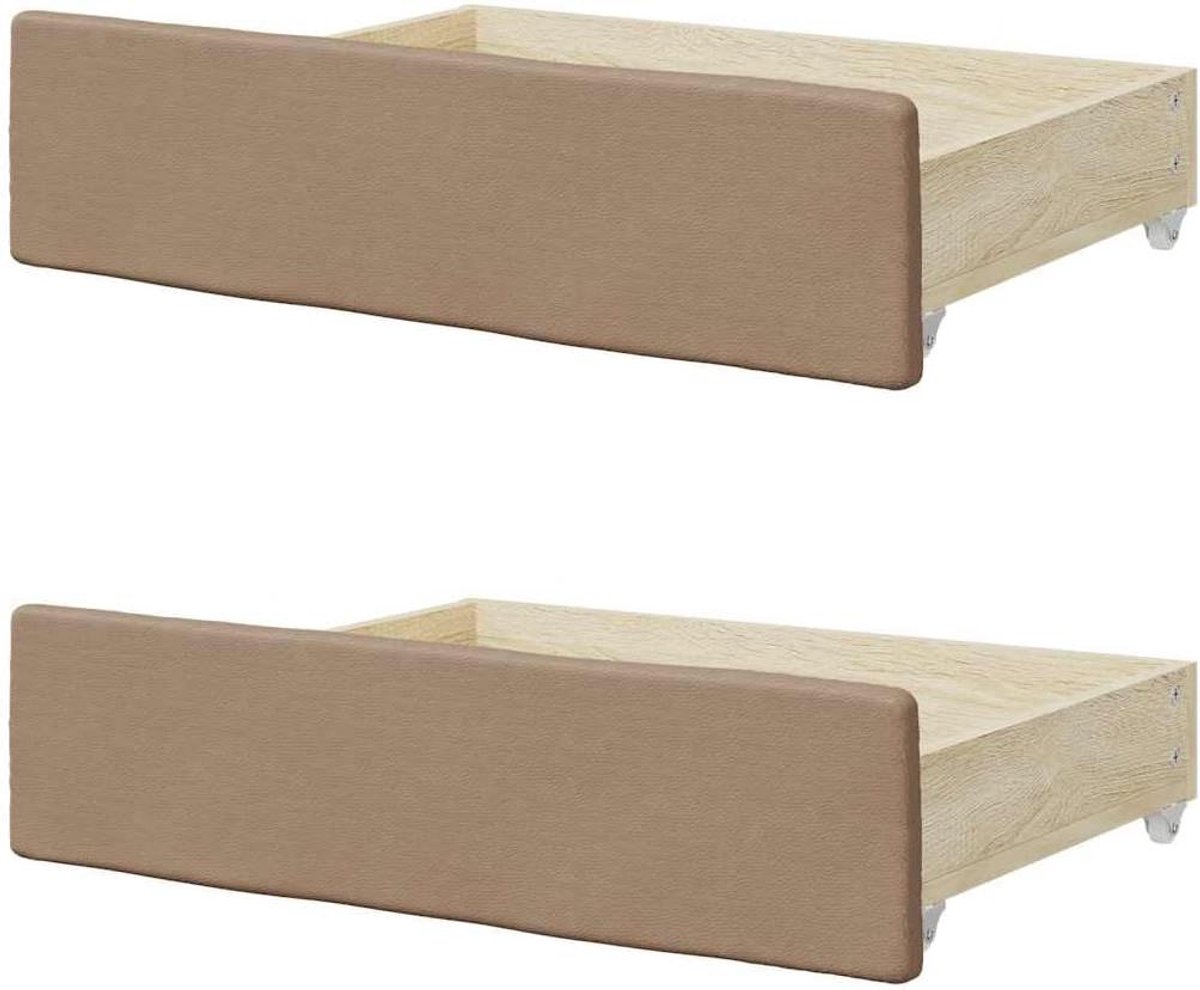 vidaXL Bedlades 2 st bewerkt hout en kunstleer cappuccinokleurig