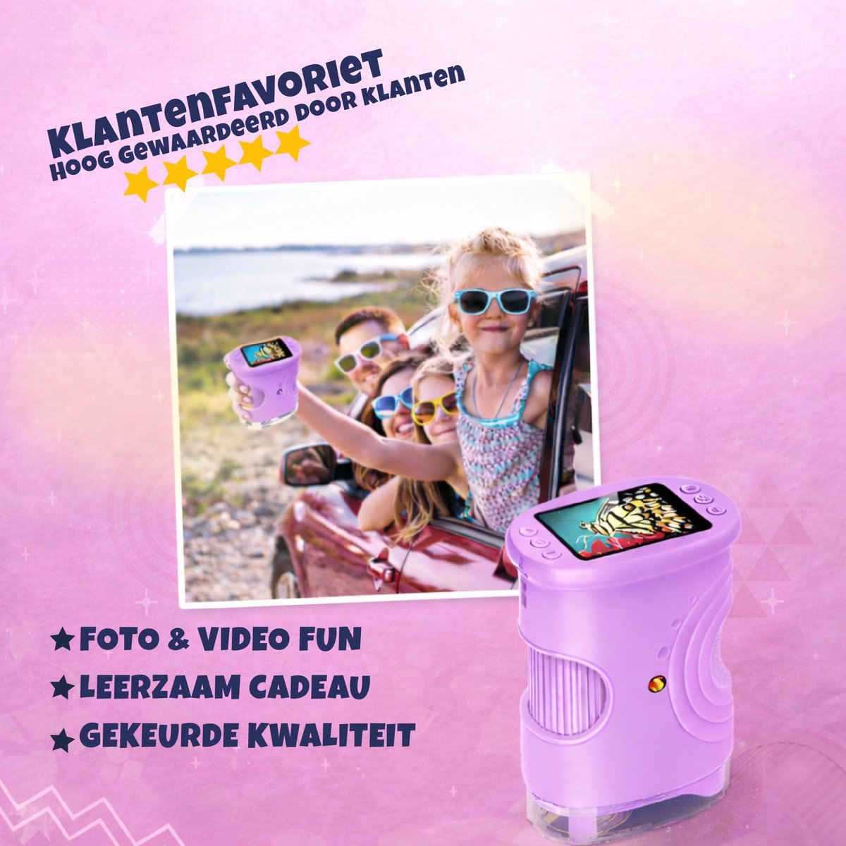 DUTCHPOWER Digitale Microscoop 1000x-4K-voor Kinderen – Draagbare Handmicroscoop met Foto & Video – STEM Educatief Speelgoed voor Ontdekken in Tuin en Natuur – Geschikt voor 4 t/m 12 jaar-paars — afbeelding 4