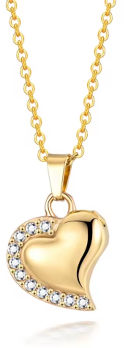 Ashanger goud hart - Ashanger Zirkonia - Luxe Luxe Ashanger met ketting en vulsetje - Herd