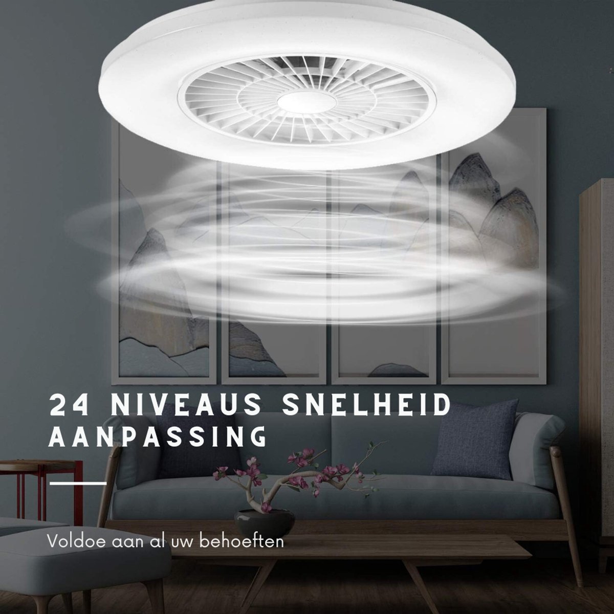 Zyrex® Plafonniere Met Ventilator - Plafondventilator - Plafondventilator Met Verlichting - Wit - 60cm x 60cm x 17cm