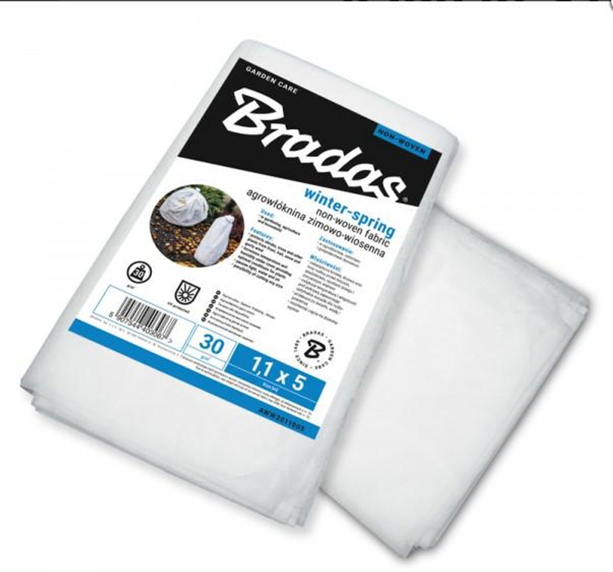 BRADAS - Winterbeschermhoes - 3,2x5m - 30g/m² - Witte Vliesdoek - UV-Bestendig