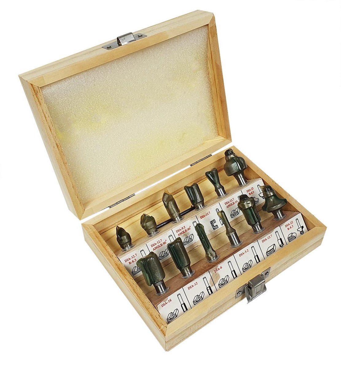 Silver 10326 - Bovenfrezenset - 12-delig - 8 mm Schacht - Tungsten Carbide (Wolfraamcarbide) - In Houten Koffer