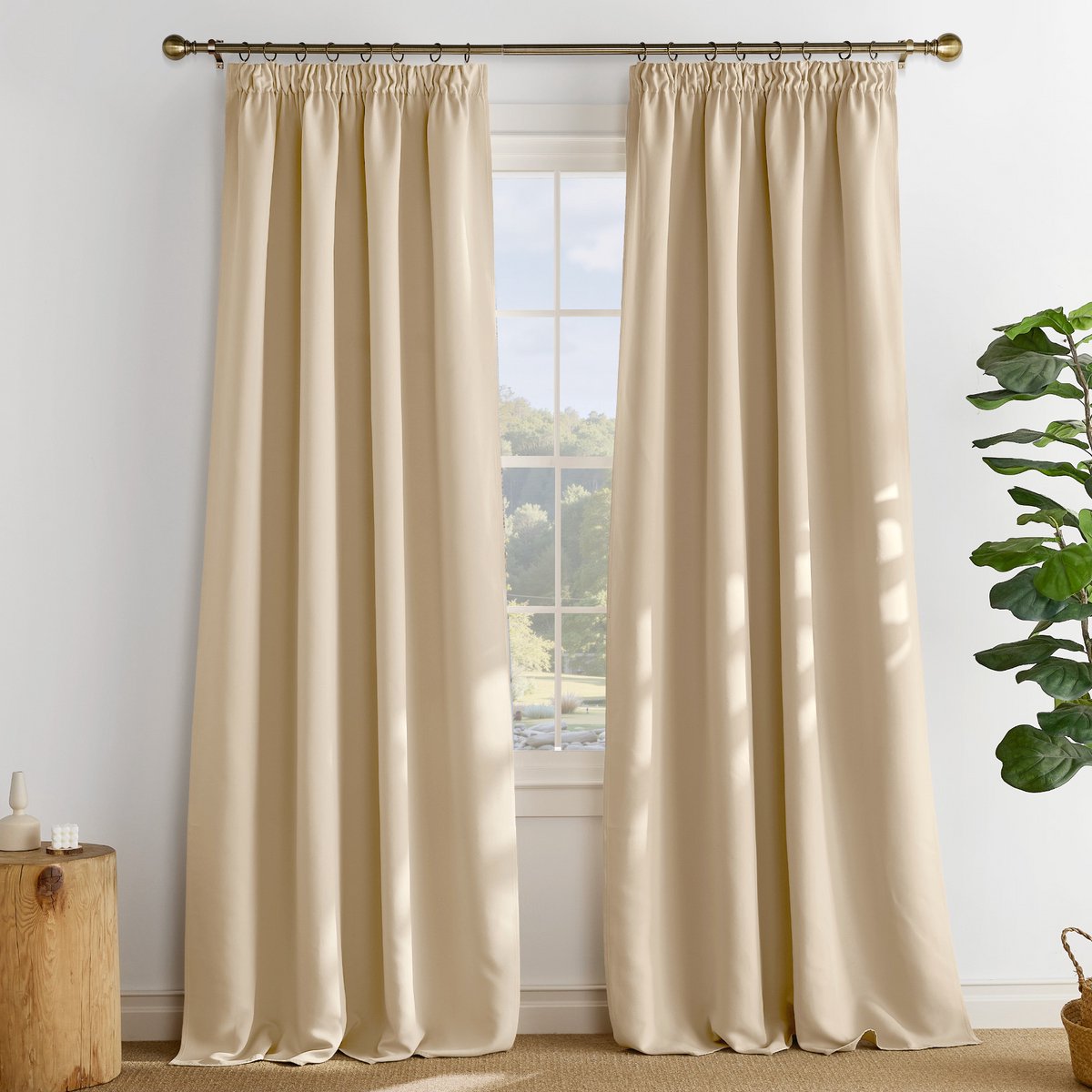 NICETOWN Kant en klaar Gordijnen - Met Plooiband - Verduisterend - 140x260 cm - Beige - 2 Stuks