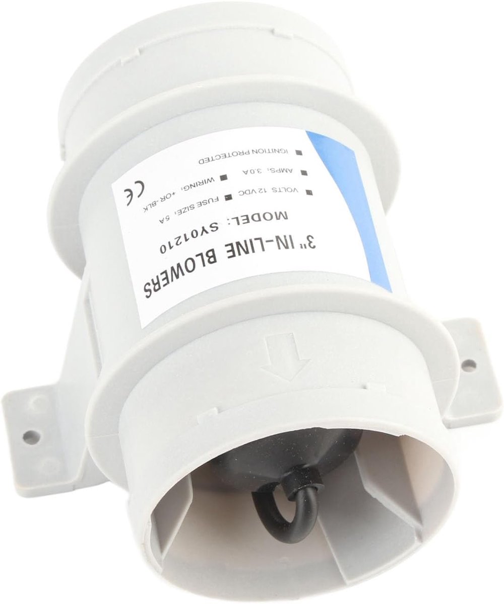 Inline Ventilator - Afzuigventilator - RV Ventilatie - Stille Werking - 3 Inch - Zwart