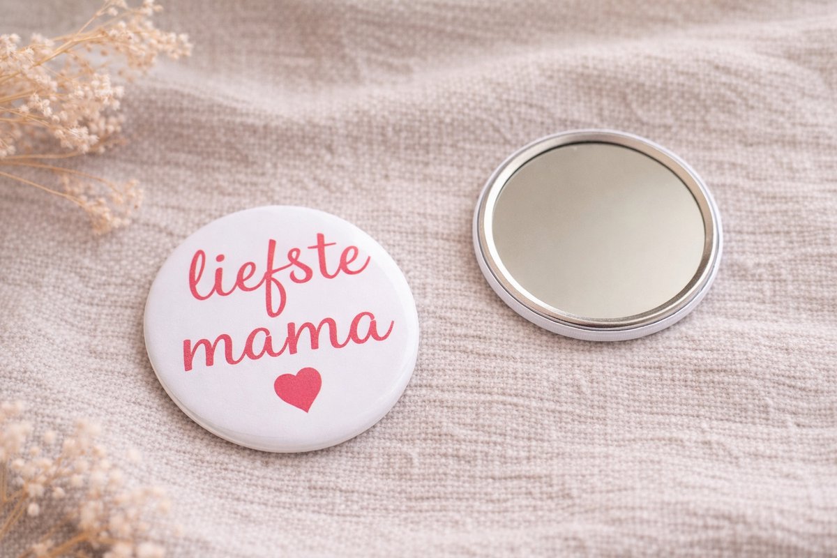 Liefste Mama Spiegel 58mm – Compact Zakspiegeltje – Cadeau voor Moeder