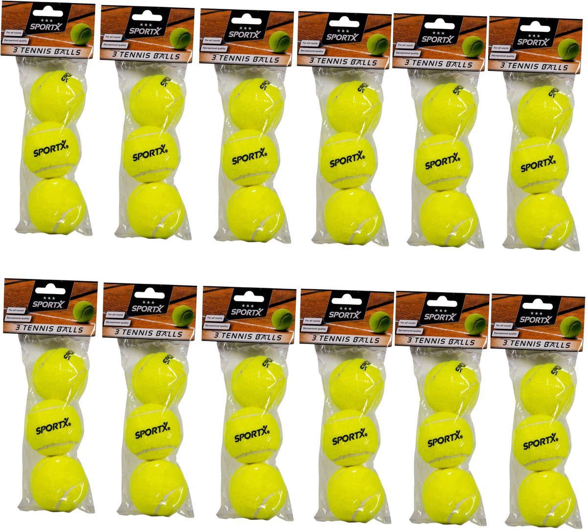 Sportx Tennisballen - 36x - geel - rubber/katoen - standaard formaat - buitenspeelgoed