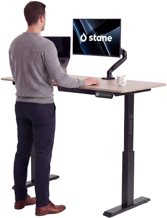 Stane zit-sta bureau elektrisch – 140 x 60 cm – eiken