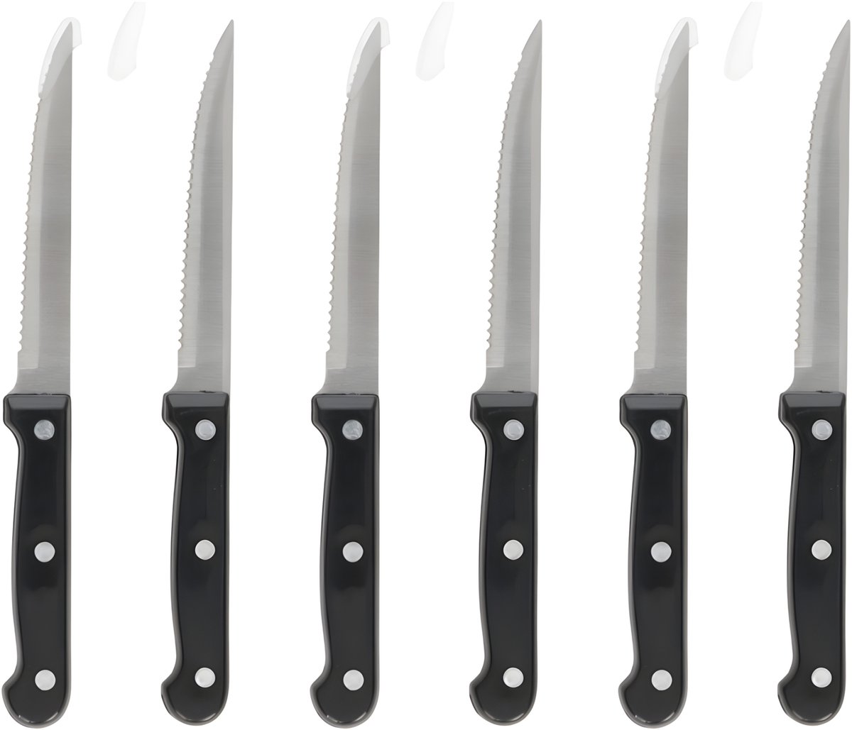 Gerimport vlees / steak messen - 2x - RVS - bakeliet handvat - 21 cm - scherpe messen