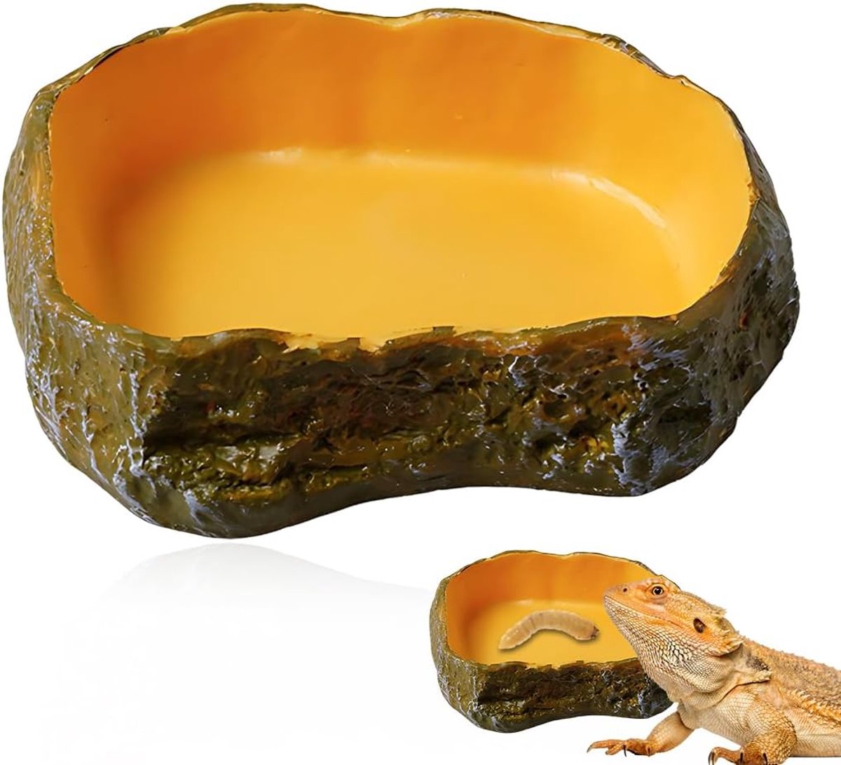 Terrarium Voerbakjes - Kleine Dier Bakjes - Voeding en Water - Set van Twee - 10 cm Diameter - Geel