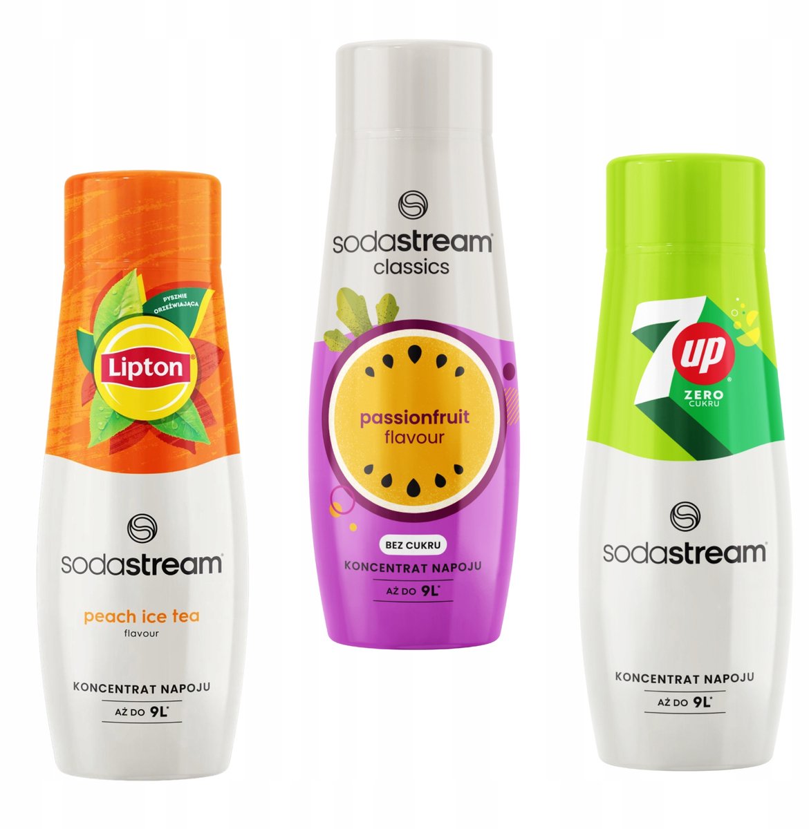 Sodastream - Limonadesiropen - Lipton Ice Tea Peach - Passionfruit - 7up Free