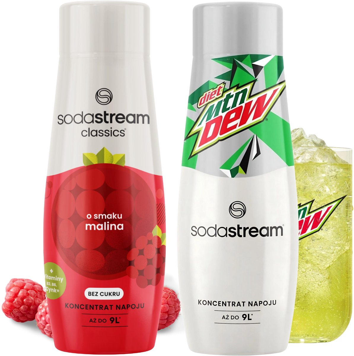 SodaStream Syropy - Malina Zero + Mountain Dew - Zuurvrij - Duo Verfrissing