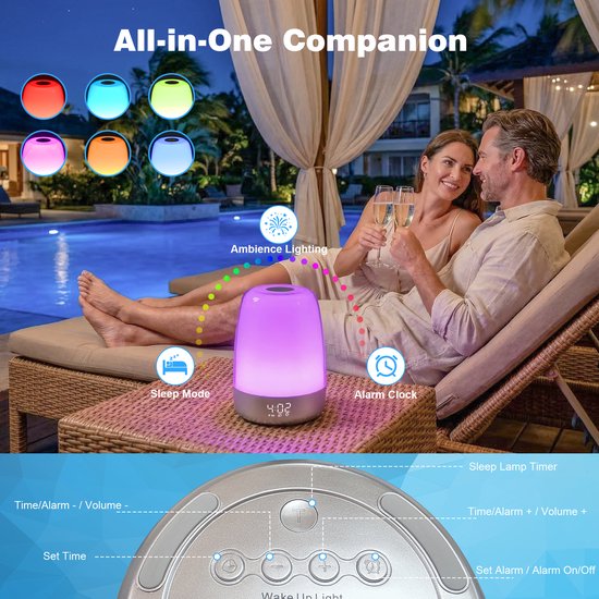 YONO Wake Up Light - Slaapwekker - Nachtlamp - Lichtwekker met Natuurlijke Geluiden - Digitale Wekker Slaapkamer van Yono. — afbeelding 3