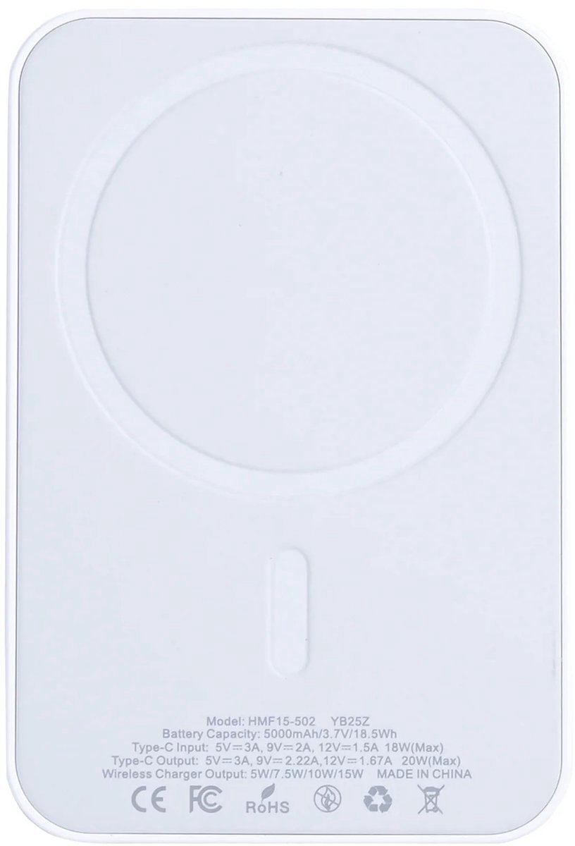 White Battery Pack for iPhone 12, 13, 14, 15, 16 en 17 Series - Magnetic Charging - MagSafe With Lightning Port