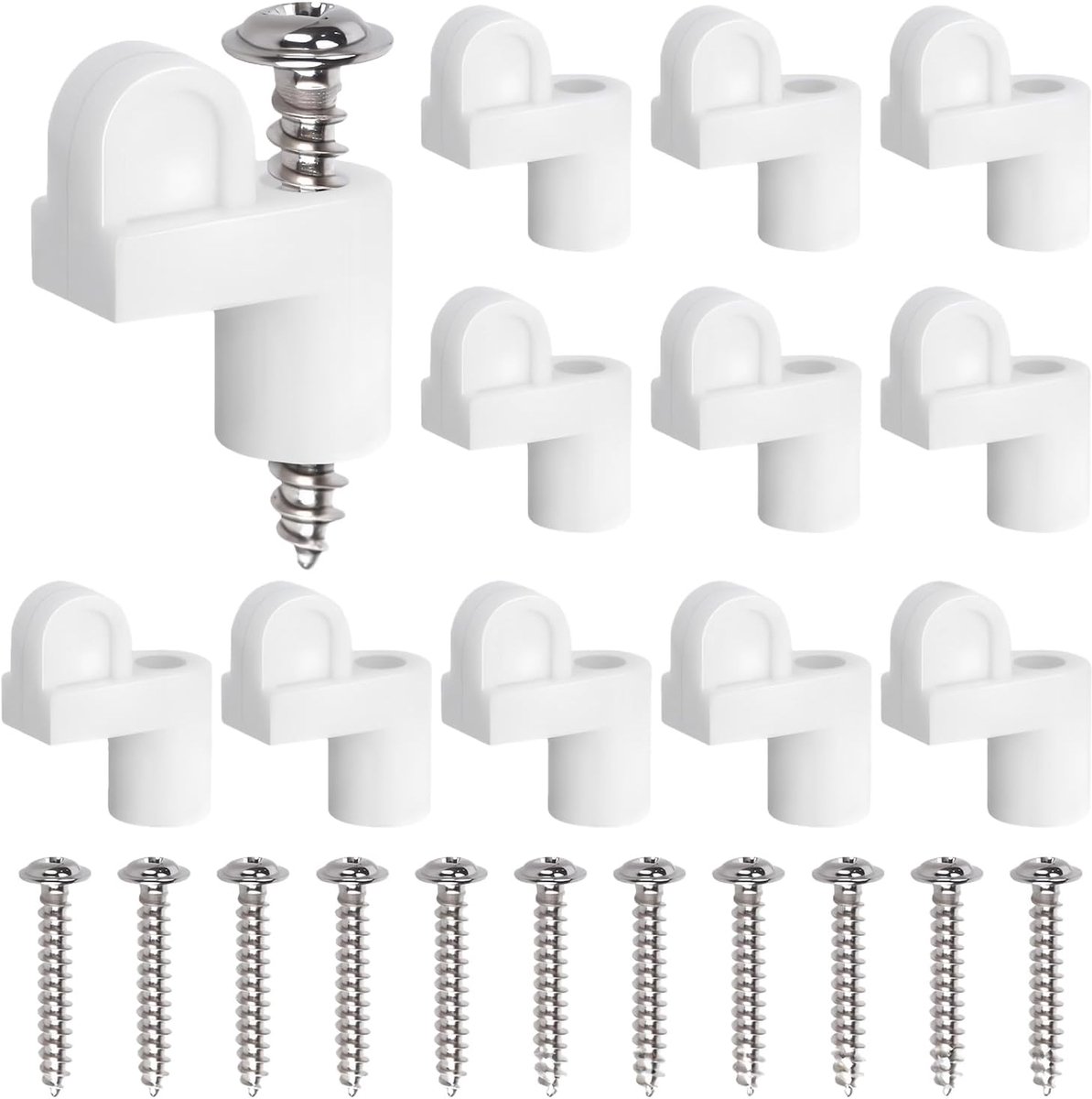 Raamschermclips - Stormraamclips - Frame Bevestiging - 12-delige Set - 23x19x09cm - Wit