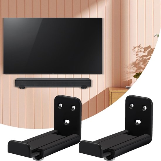 Wandrek Soundbar - Drijvend rek - Geluid Verbeteren - Verstelbare Diepte - 9-14 cm - Zwart — afbeelding 4