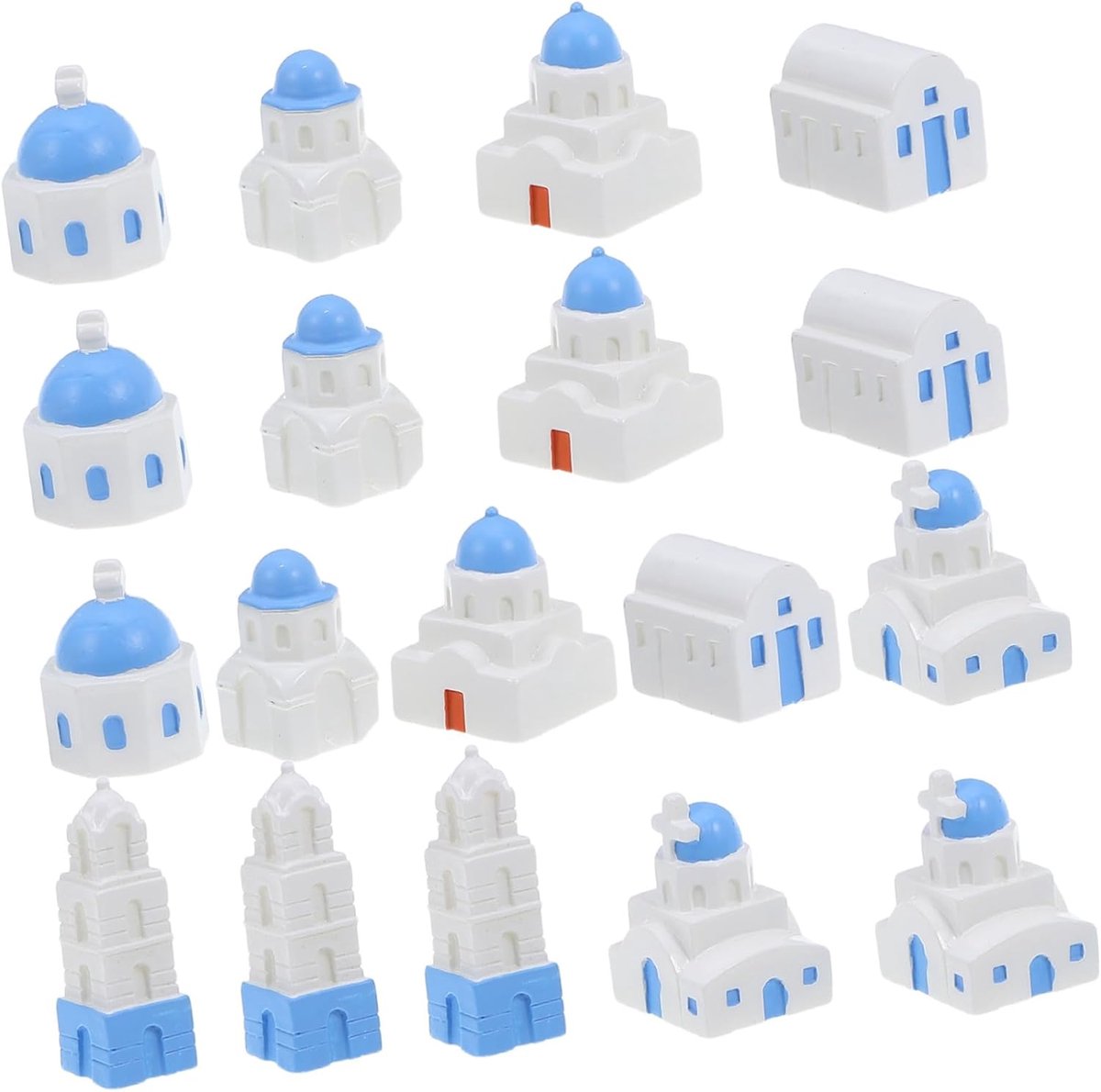 Miniatuur Huisjes - Diorama Ornamenten - Landschap Decoratie - 18 Delige Set - Compact Formaat - Multicolor