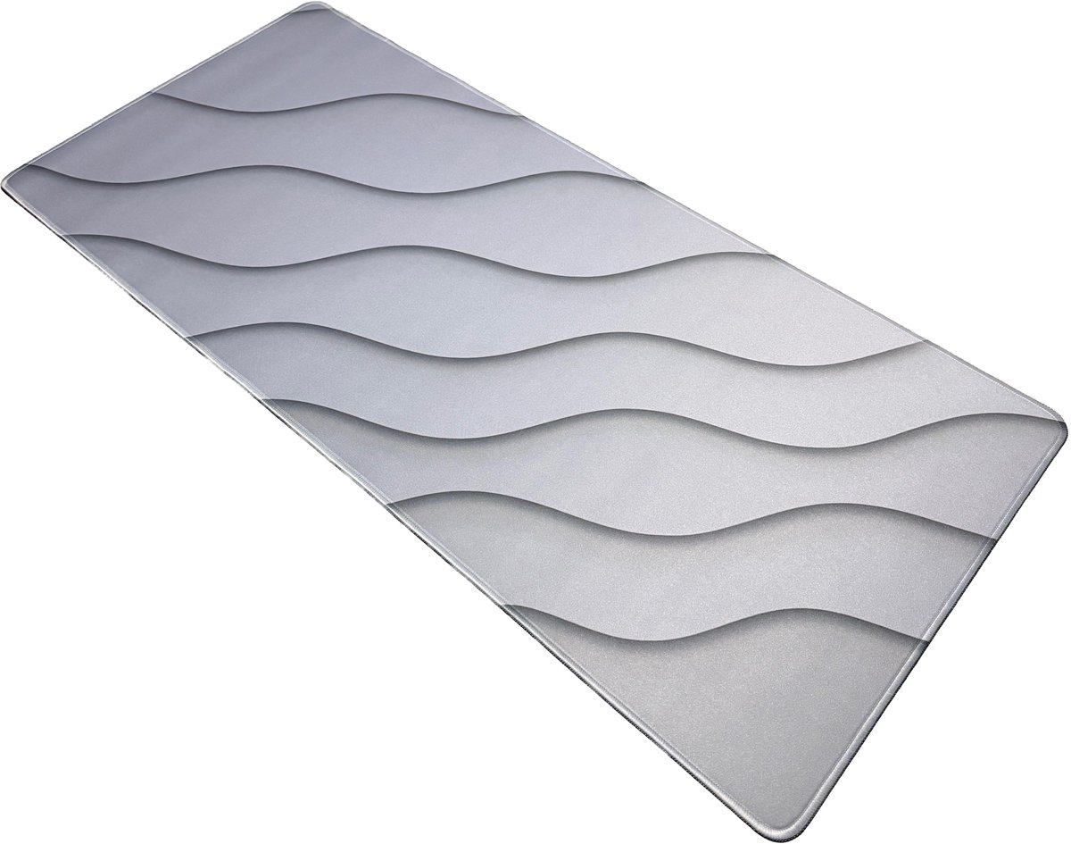 Muismat xxl - Abstract Wave Grey - Gaming - 900 x 400 x 3 mm - Antislip