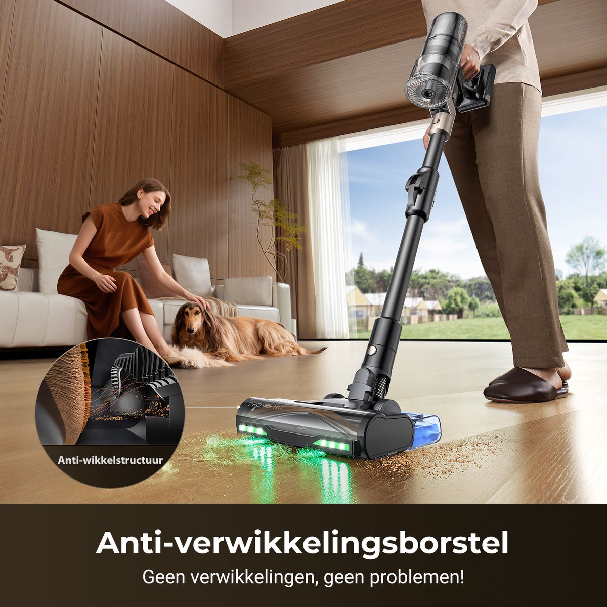 Proscenic P20 - Steelstofzuiger Draadloos –80KPA - 180AW - 680W - 70Min - Grote 1,5L Opvangbak - 4 zuigmodi - Voor Tapijt Vloeren Autos — afbeelding 7