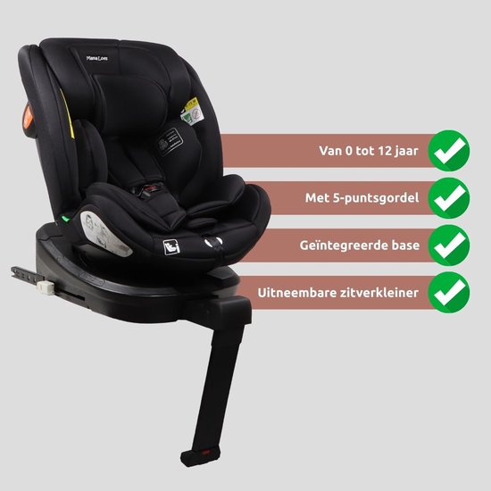 MamaLoes Lio Zwart 40-150 cm 360° i-Size Autostoel — afbeelding 2
