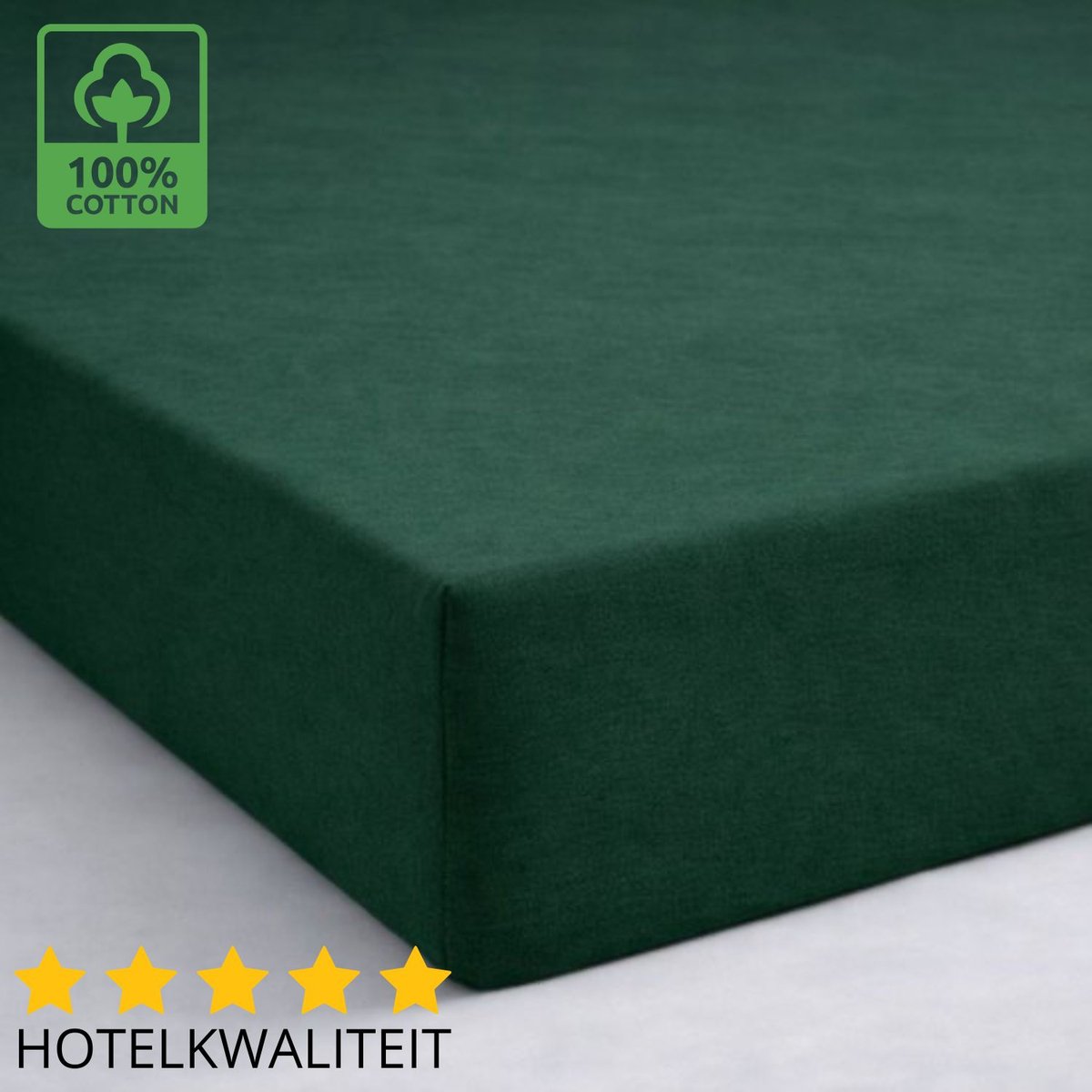 Sleeps Dubbel Jersey Hoeslaken Katoen Groen - 90 x 210 cm- Heerlijk Zacht - Strijkvrij - Stretch - Dubbel Dikke Kwaliteit