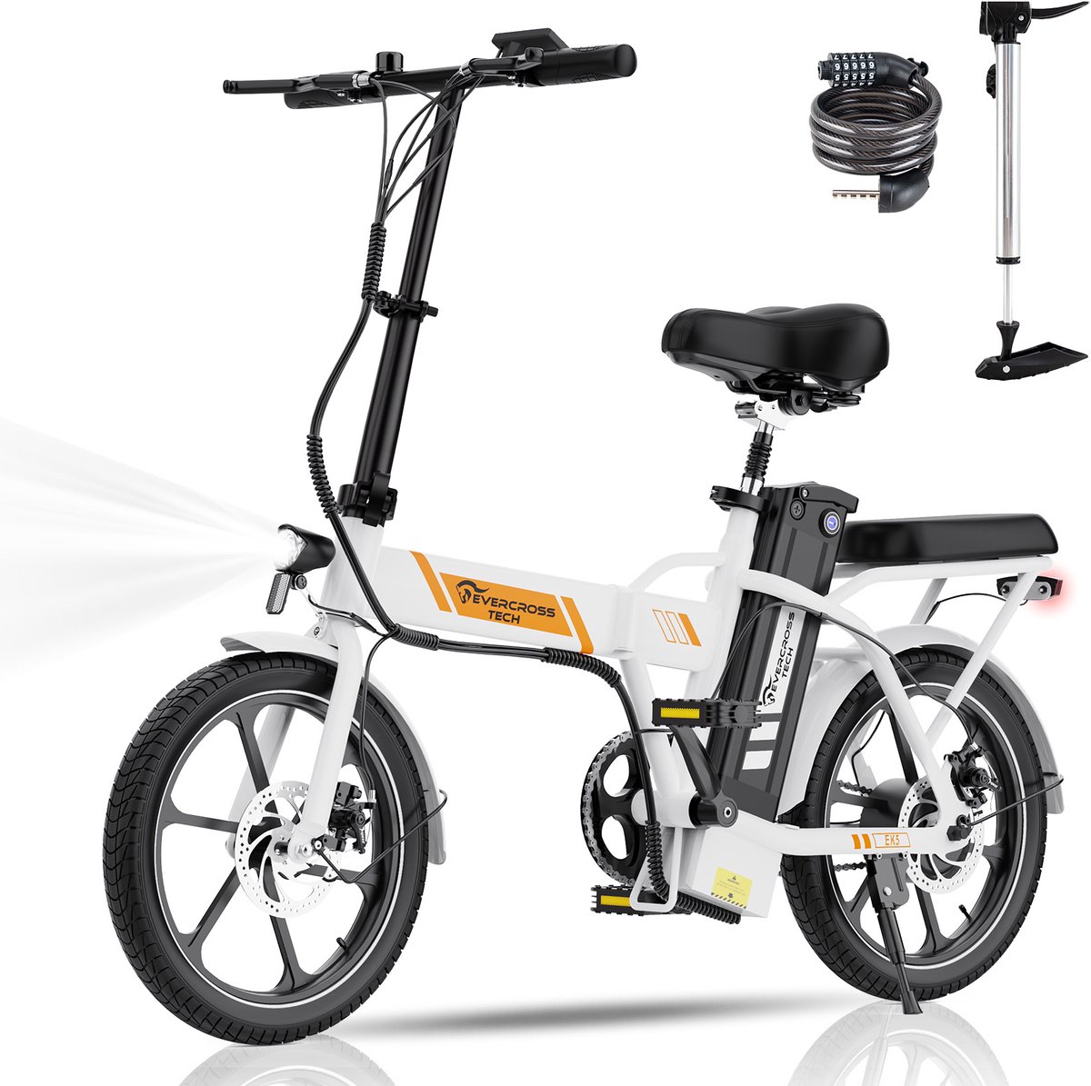 EVERCROSS EK5 Elektrische Fiets - Opvouwbaar E-Bike - 16 Inch - 25km/u - Wit - EVERCROSS - €499,99